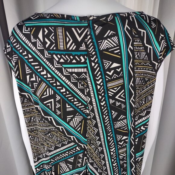 Cato Geometric Tribal Print Cap Sleeve Draped Midi Dress Size Plus Size 18/20W - Picture 5 of 12